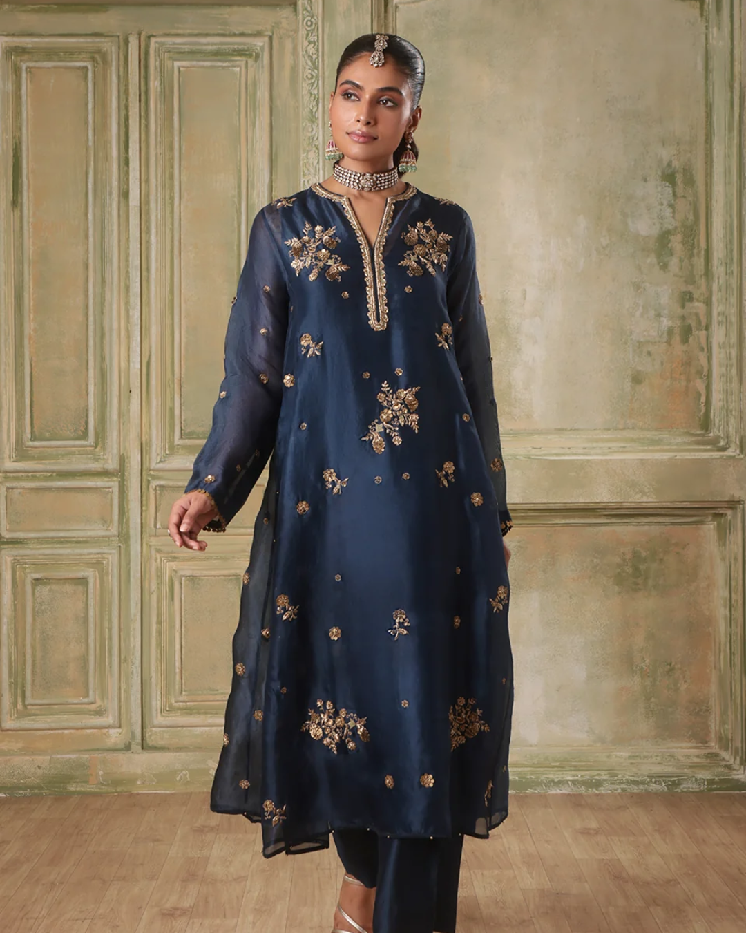 Niti Bothra - Zar-Rang Blue Phool Kurta Set