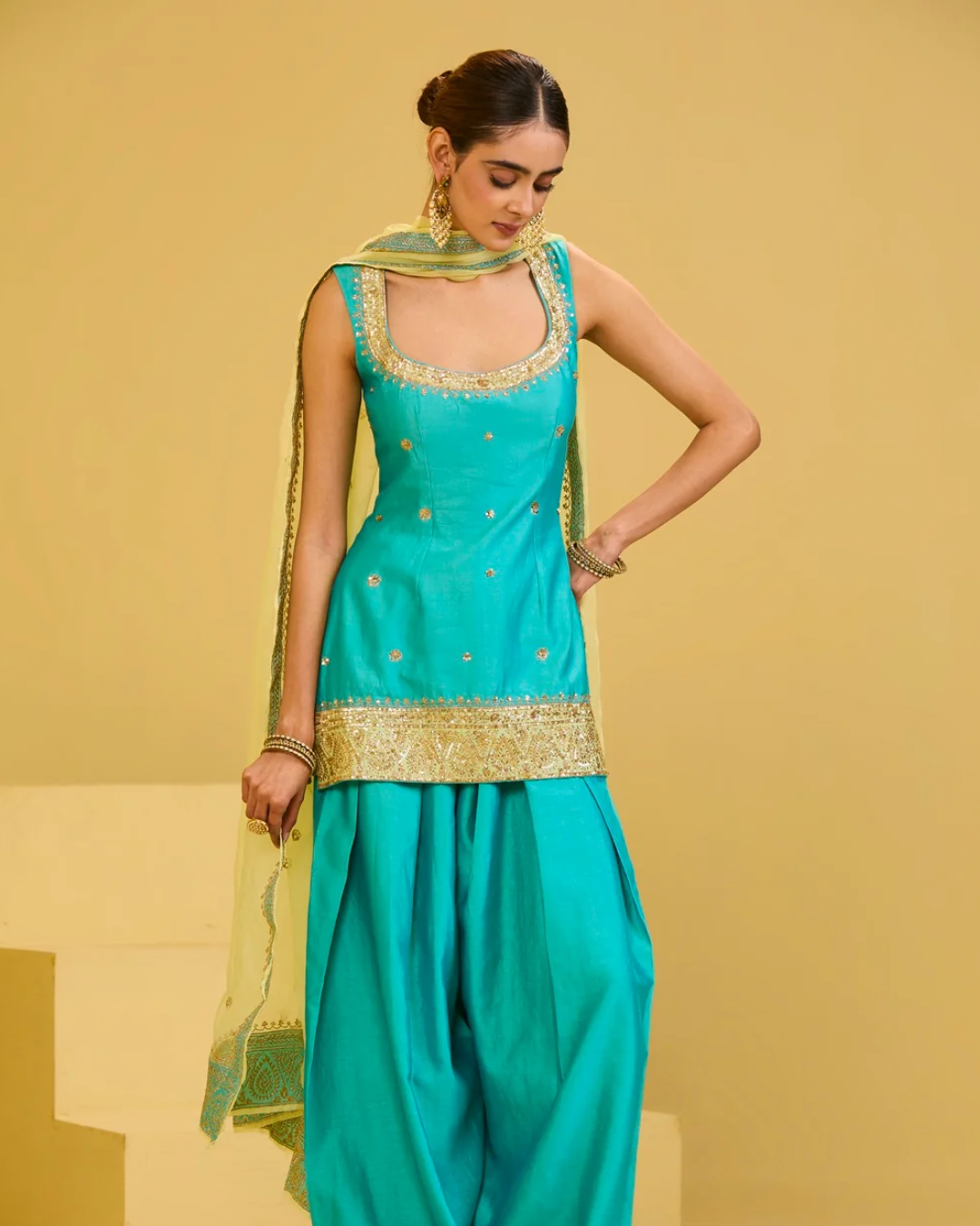 Esha Koul - Sky Blue Salwar Set From Naaz