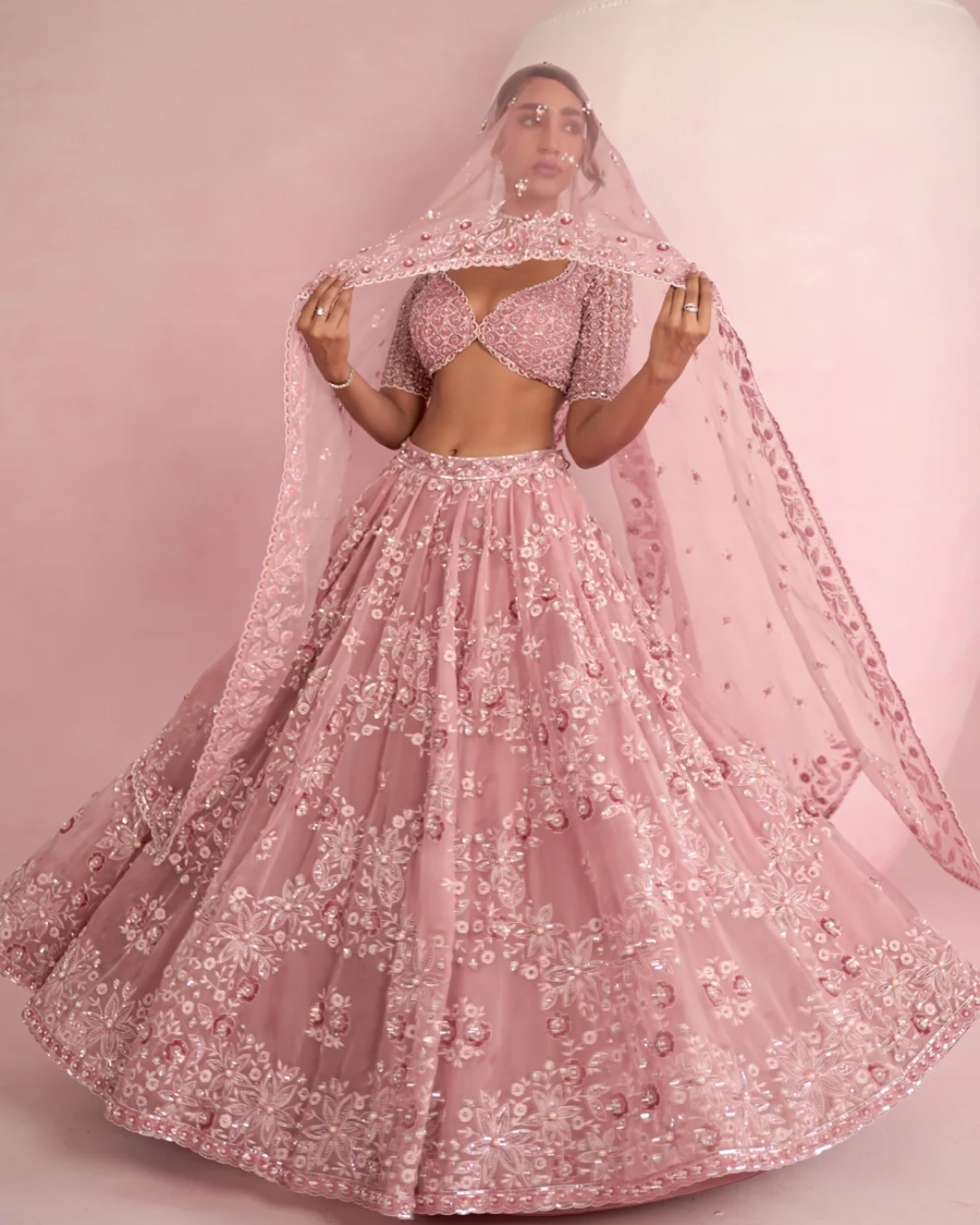 Prevasu - Blush Pink Lehenga Set From Solene