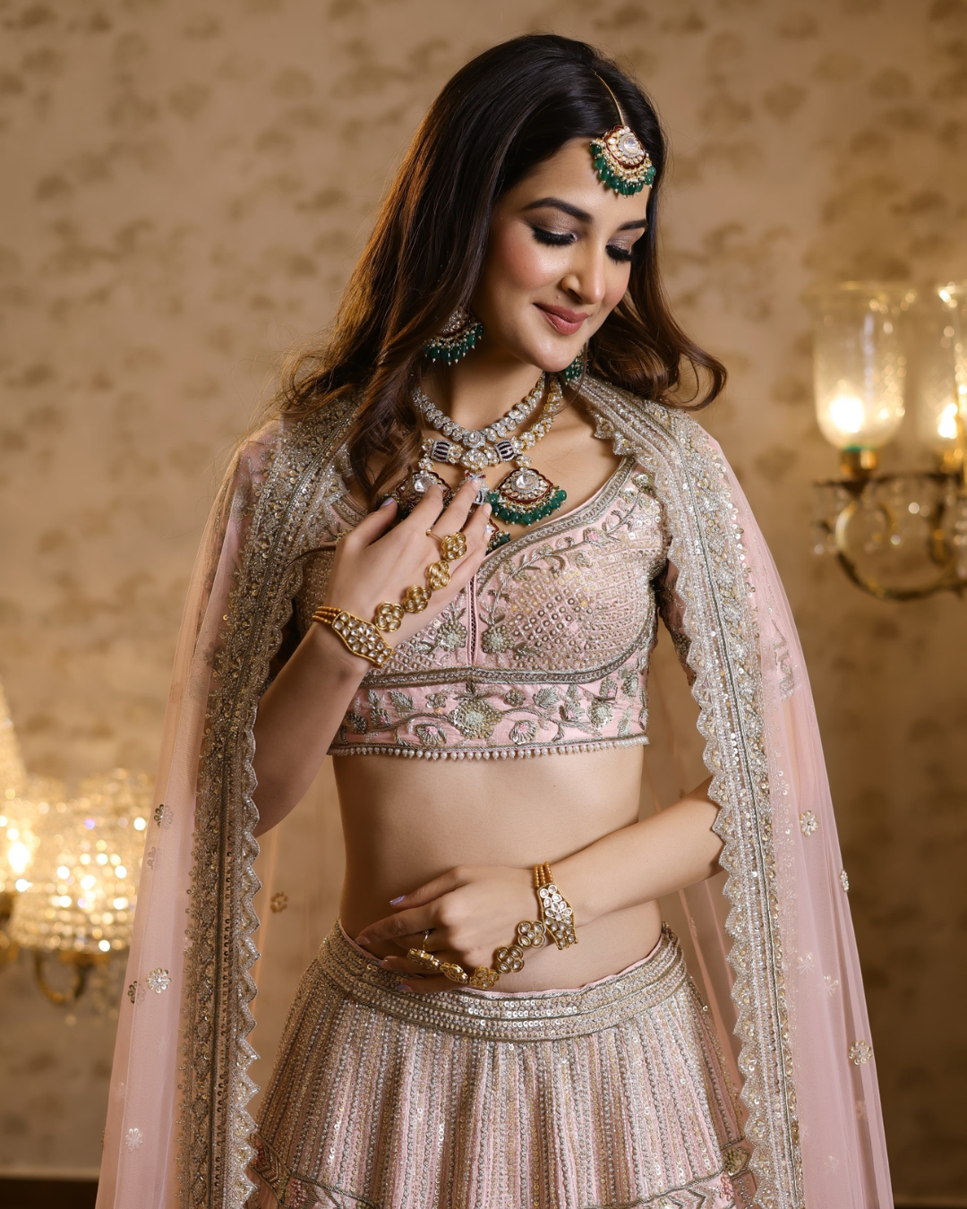 Isa by Dolly Wahal - Emma Pink Bridal Lehenga From Fiori