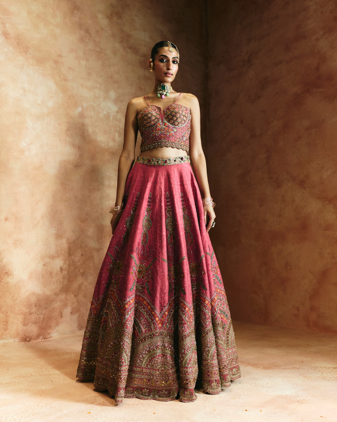 Aman Takyar - Carrot Lehenga Set From Today's Sindh