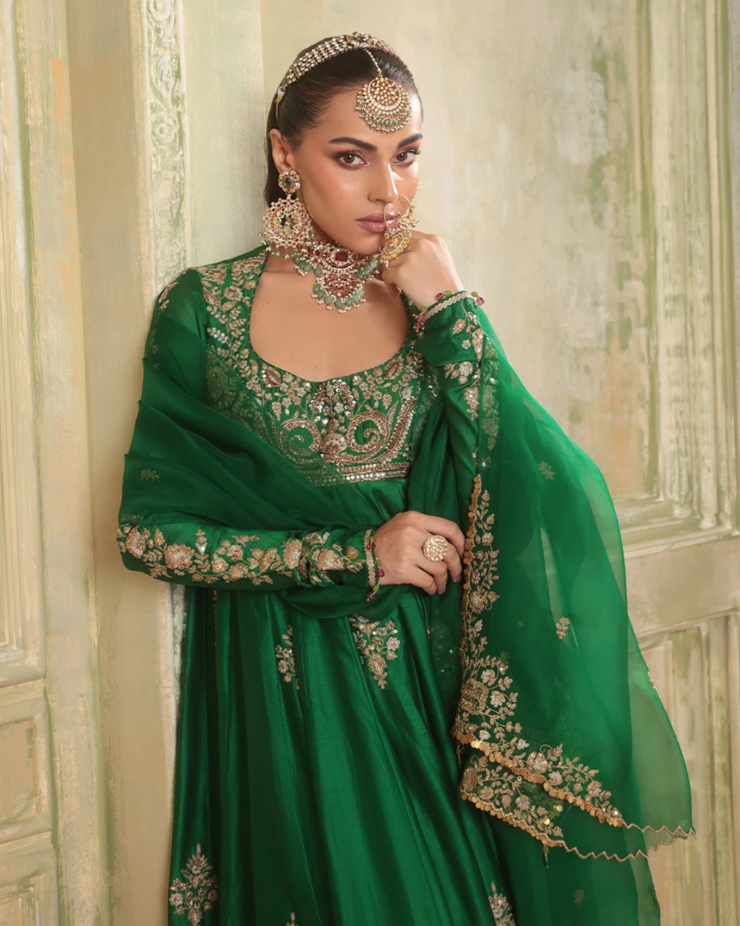 Niti Bothra - Zar-Rang Green Kalidaar Set