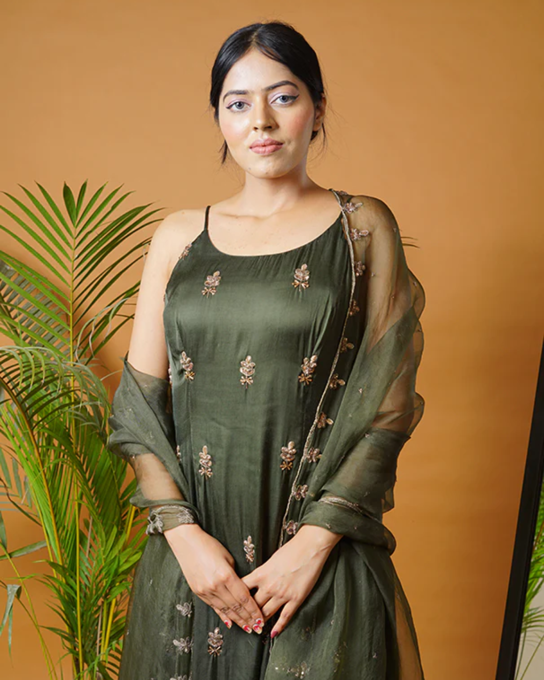 Sonali Bansal - Olive green kurti and  garara set with dupatta From Fiza