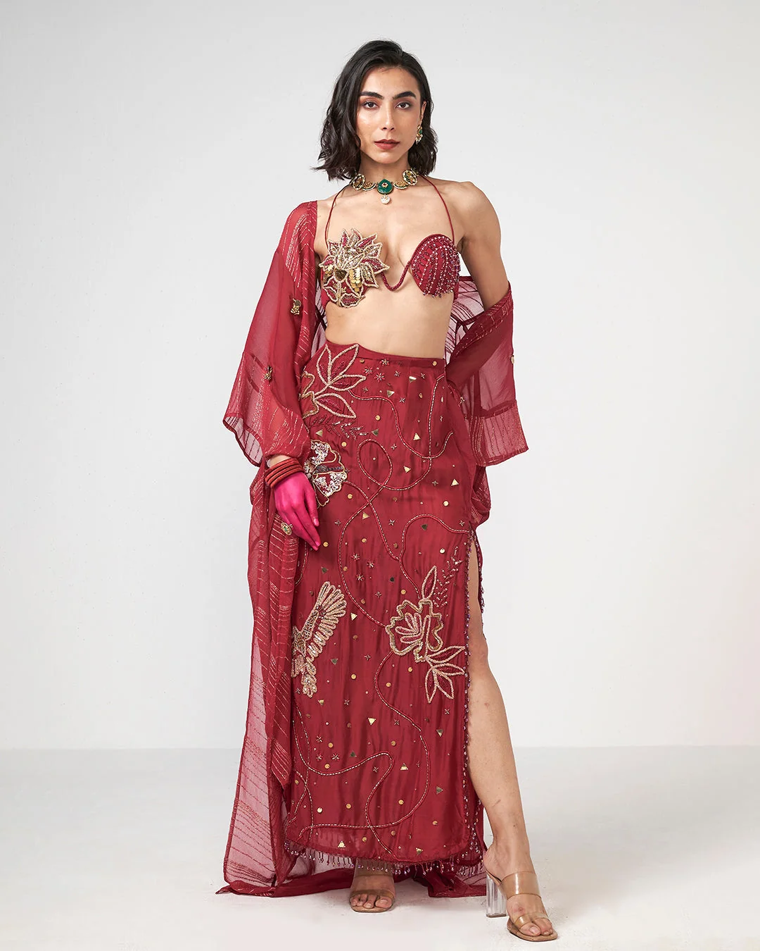Rishi and Vibhuti - Cherry Mehbooba Set From Gulon Ke Rang