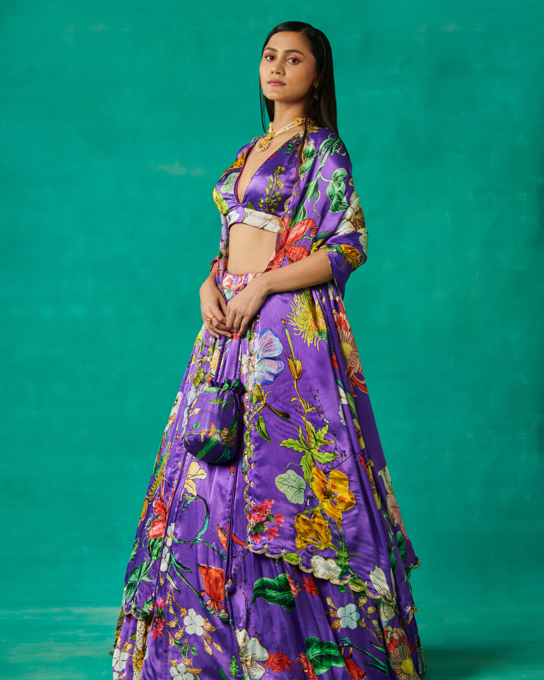 Sonali Bansal - Purple lehenga and blouse set with dupatta From Bageecha