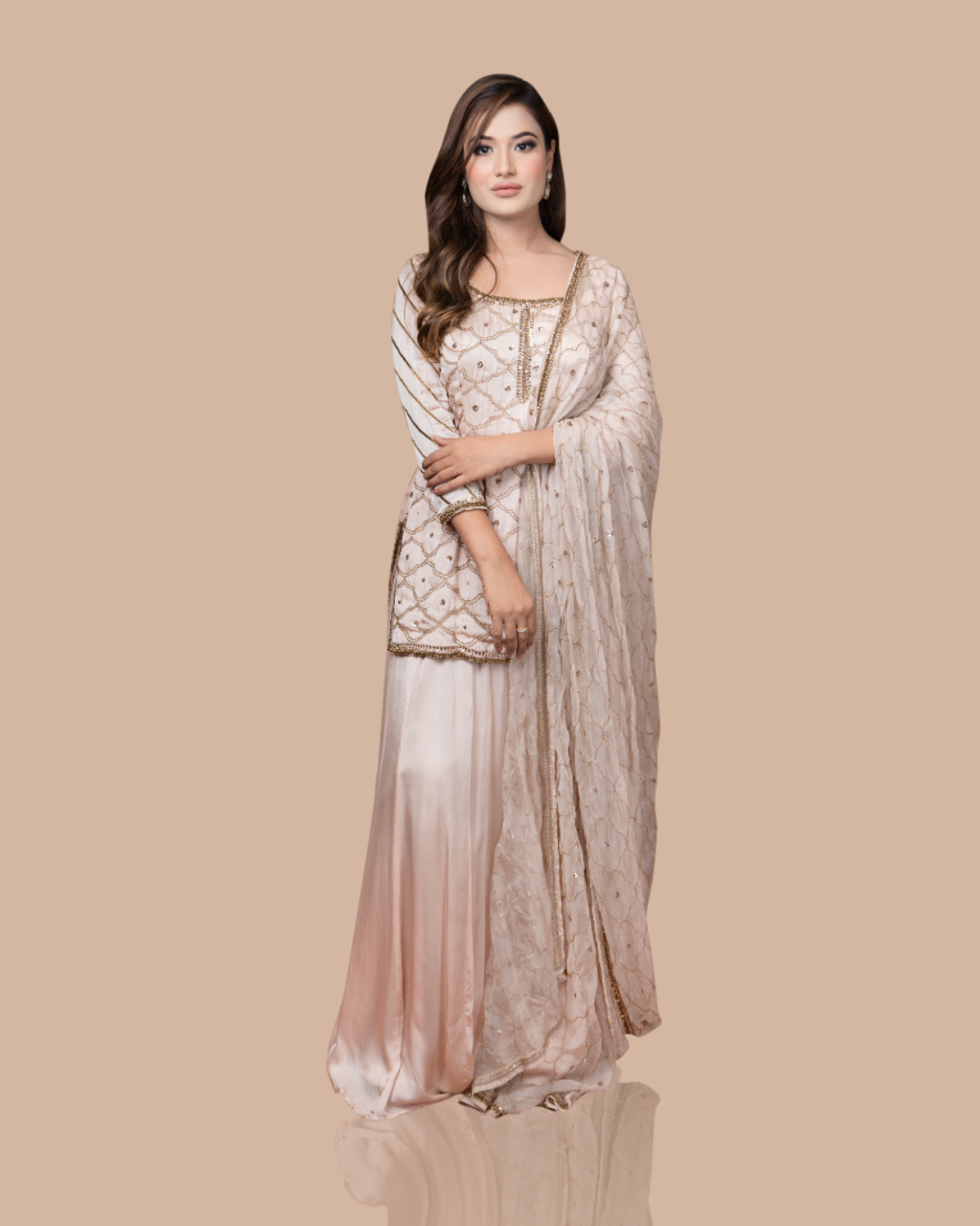 Sonali Bansal - Golden beige kurta with skirt and dupatta From Wedding Capsule