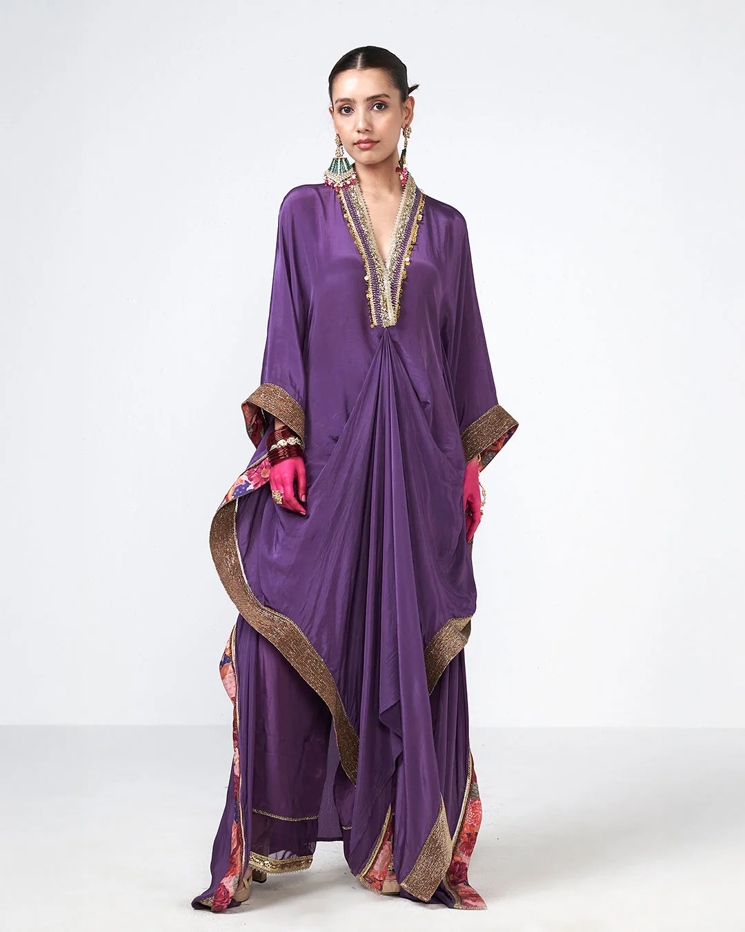 Rishi and Vibhuti -  Jamun Kaftan Set From Gulon Ke Rang