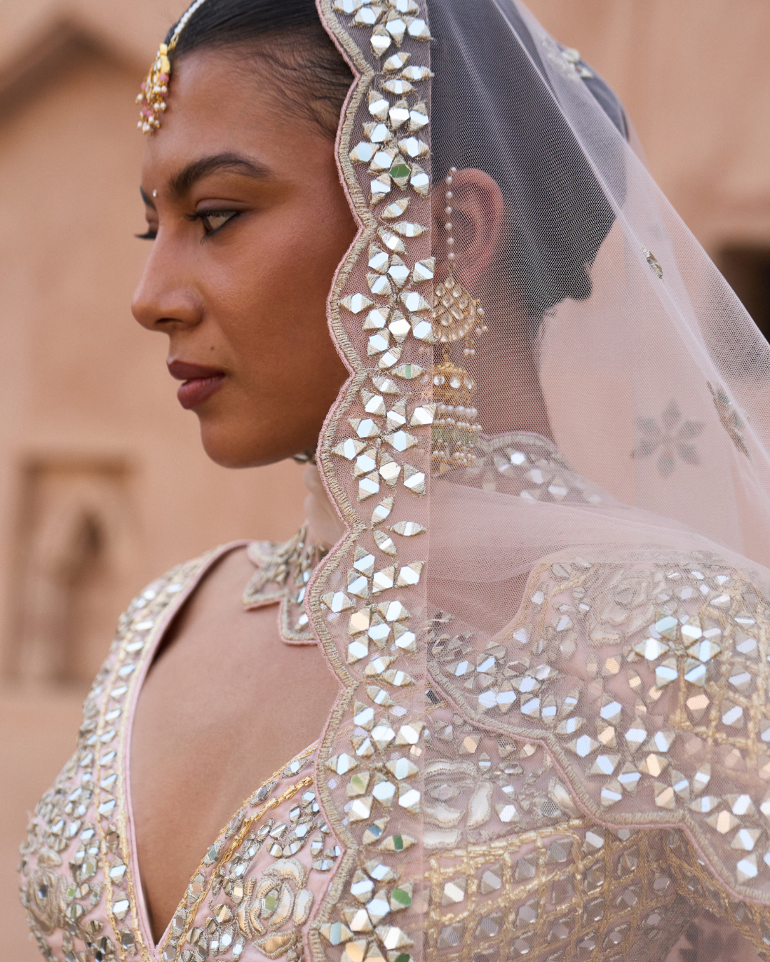 Angad Singh - NAAZNEEN — Peach Organza Lehenga Set From Zariya