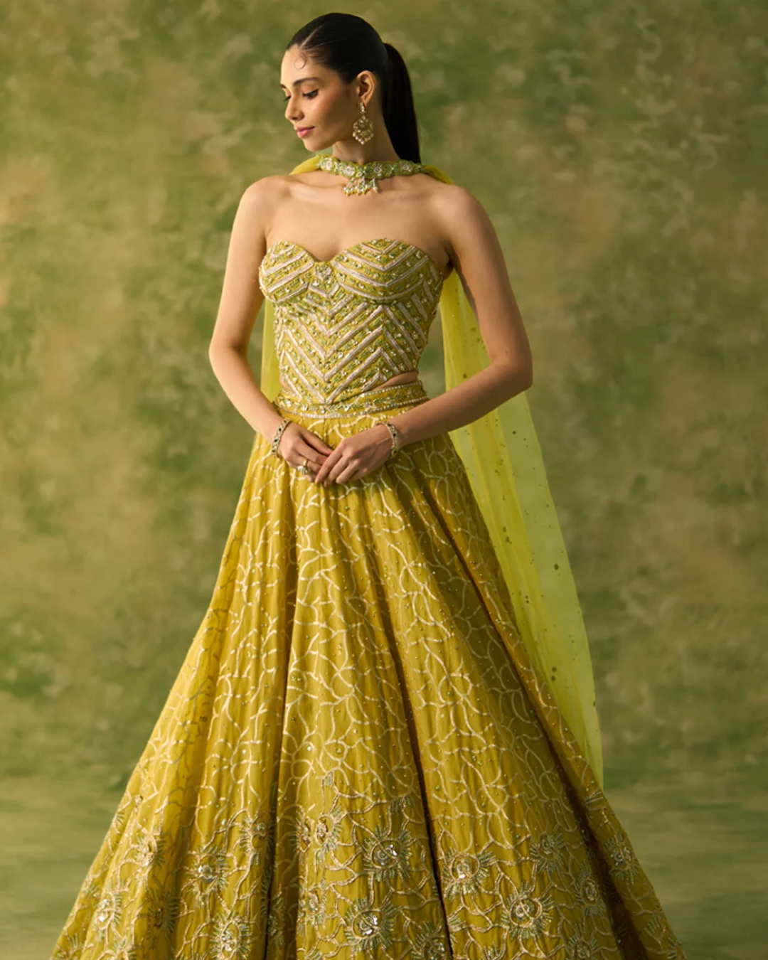 Prevasu - Brocade Chanderi Yellow Lehenga From Silsila