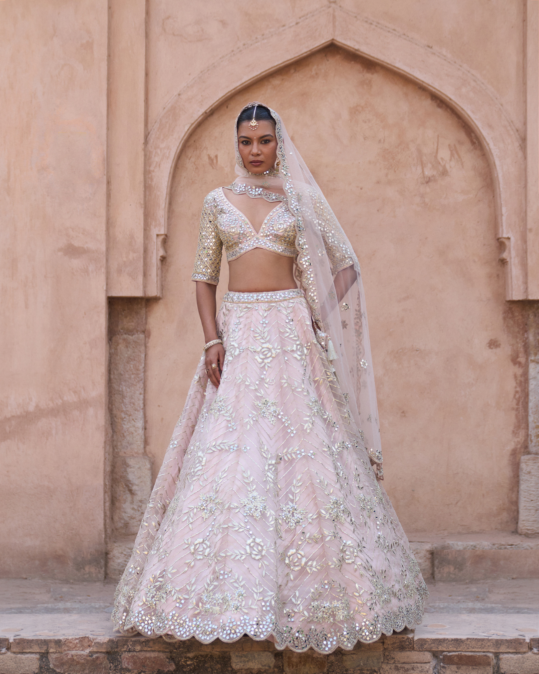 Angad Singh - NAAZNEEN — Peach Organza Lehenga Set From Zariya