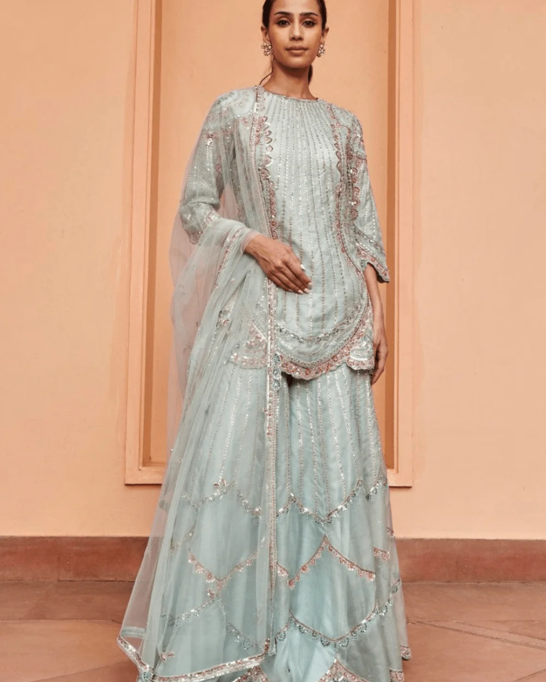 Osaa By Adarsh - Pastel Blue Embroidered Sharara From RASM