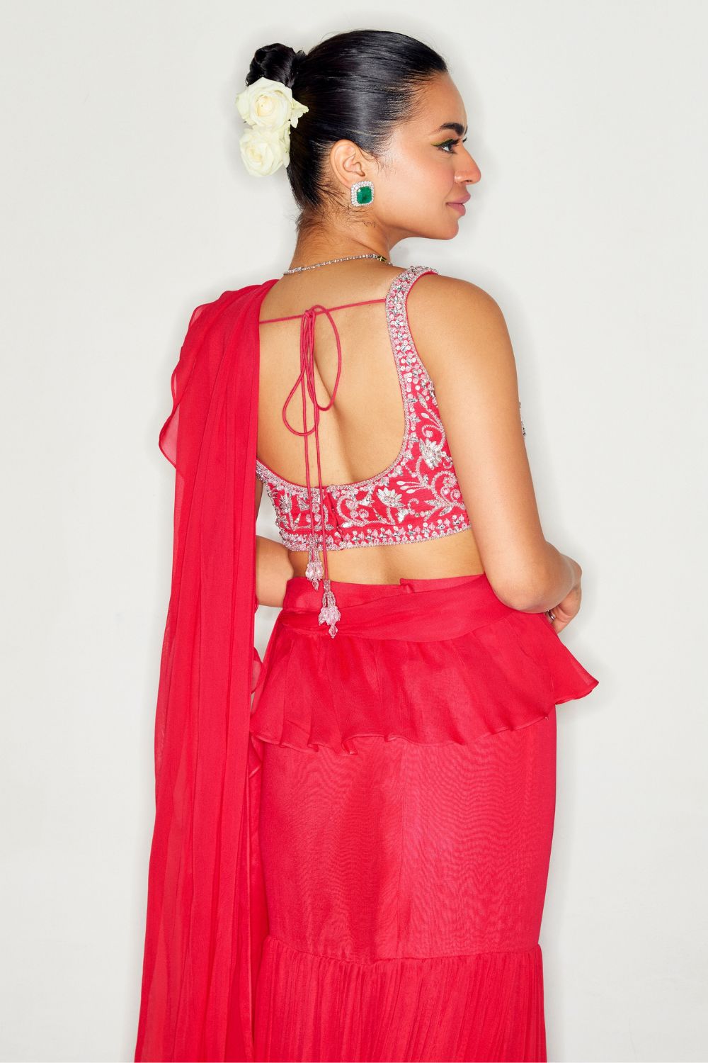Sanya Gulati - Hot Pink Ruffle Saree