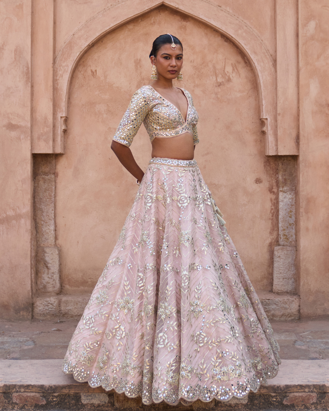 Angad Singh - NAAZNEEN — Peach Organza Lehenga Set From Zariya