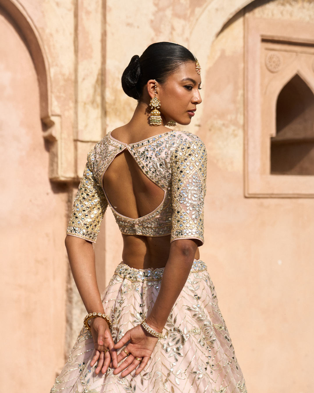 Angad Singh - NAAZNEEN — Peach Organza Lehenga Set From Zariya