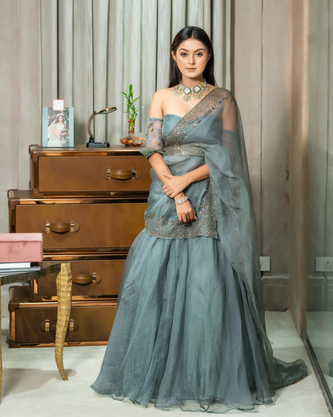 Sonali Bansal - Aqua blue lehenga set From Romanticise