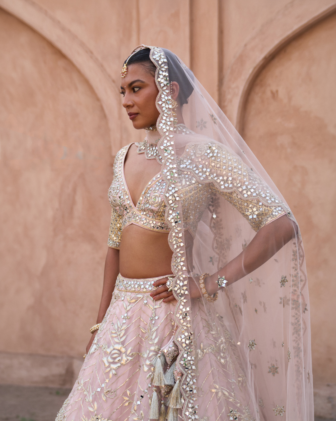 Angad Singh - NAAZNEEN — Peach Organza Lehenga Set From Zariya