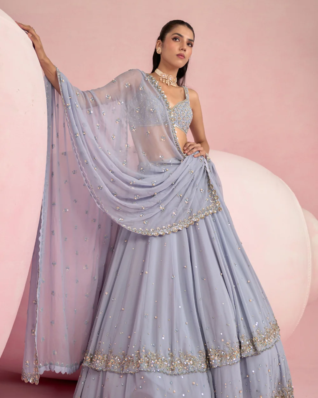 Prevasu - Blue Lehenga Set From Solene
