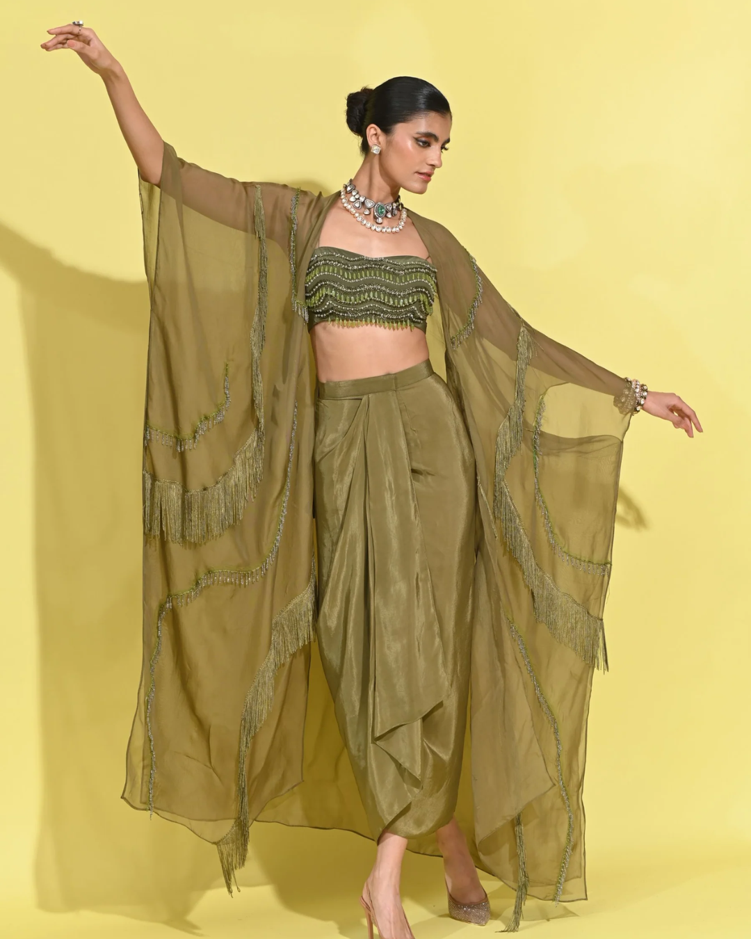 Rishi and Vibhuti - Gigli Groove Cape Set From Tamasha