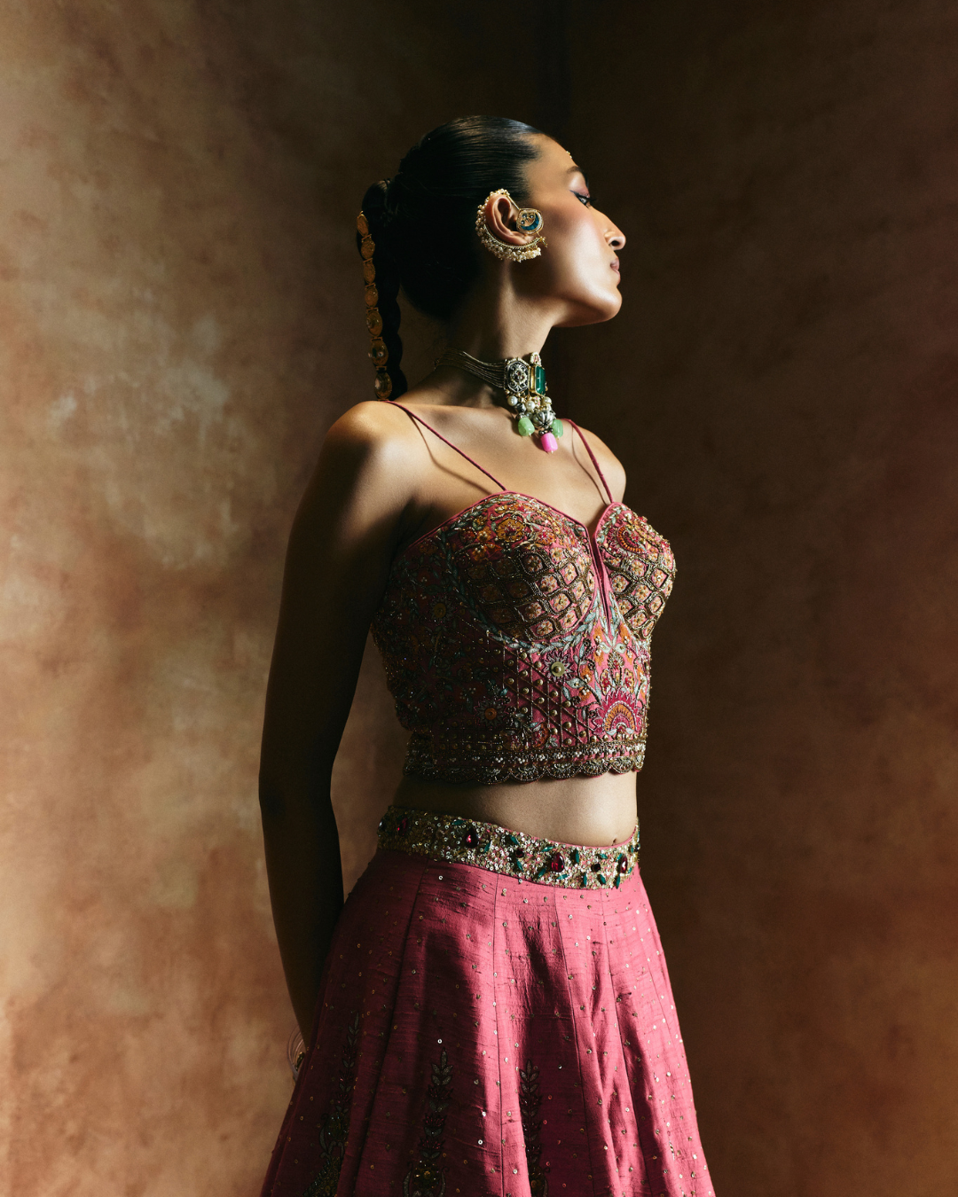 Aman Takyar - Carrot Lehenga Set From Today's Sindh
