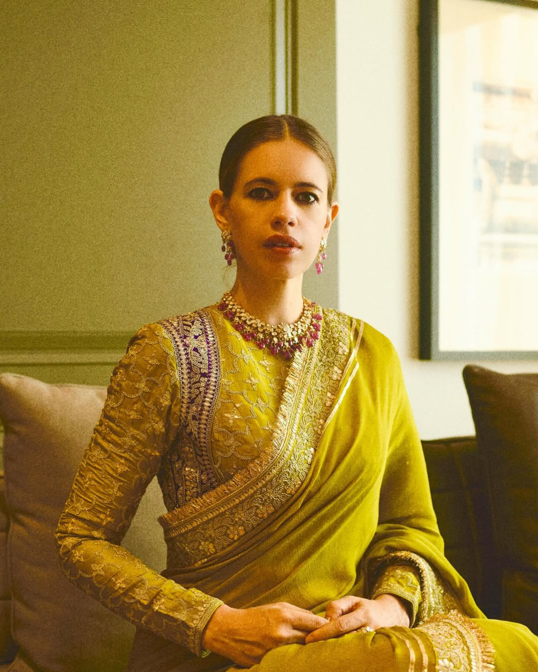 Gopi Vaid - Kalki Koechlin in Nizaam Saree Set From Nizaam