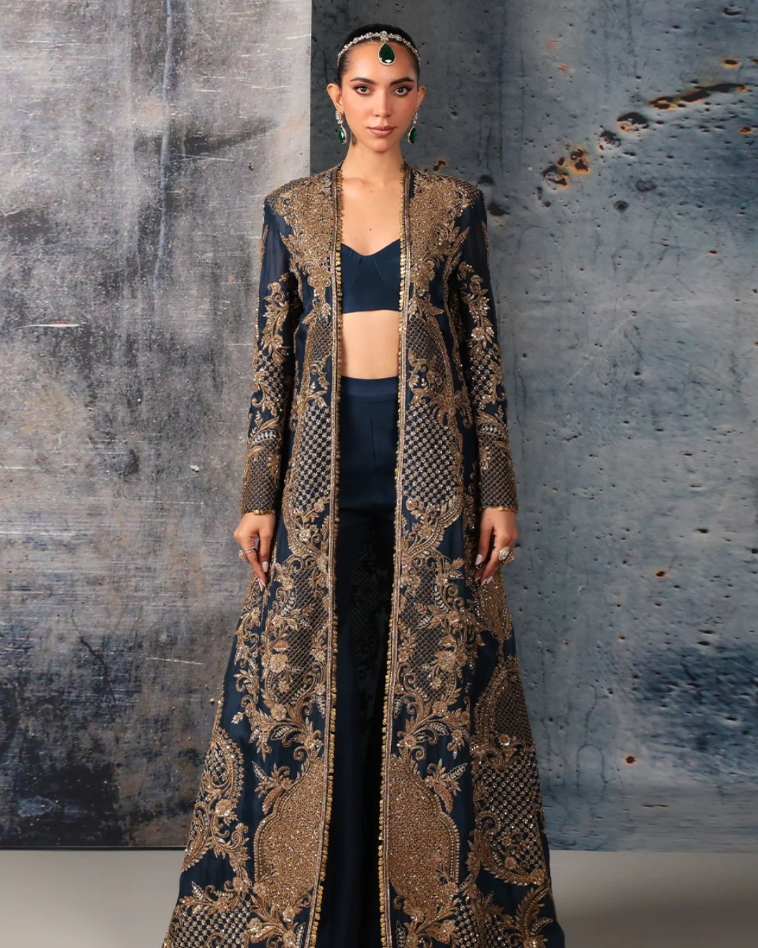Niti Bothra - Zar-Rang Blue Long Jacket Set