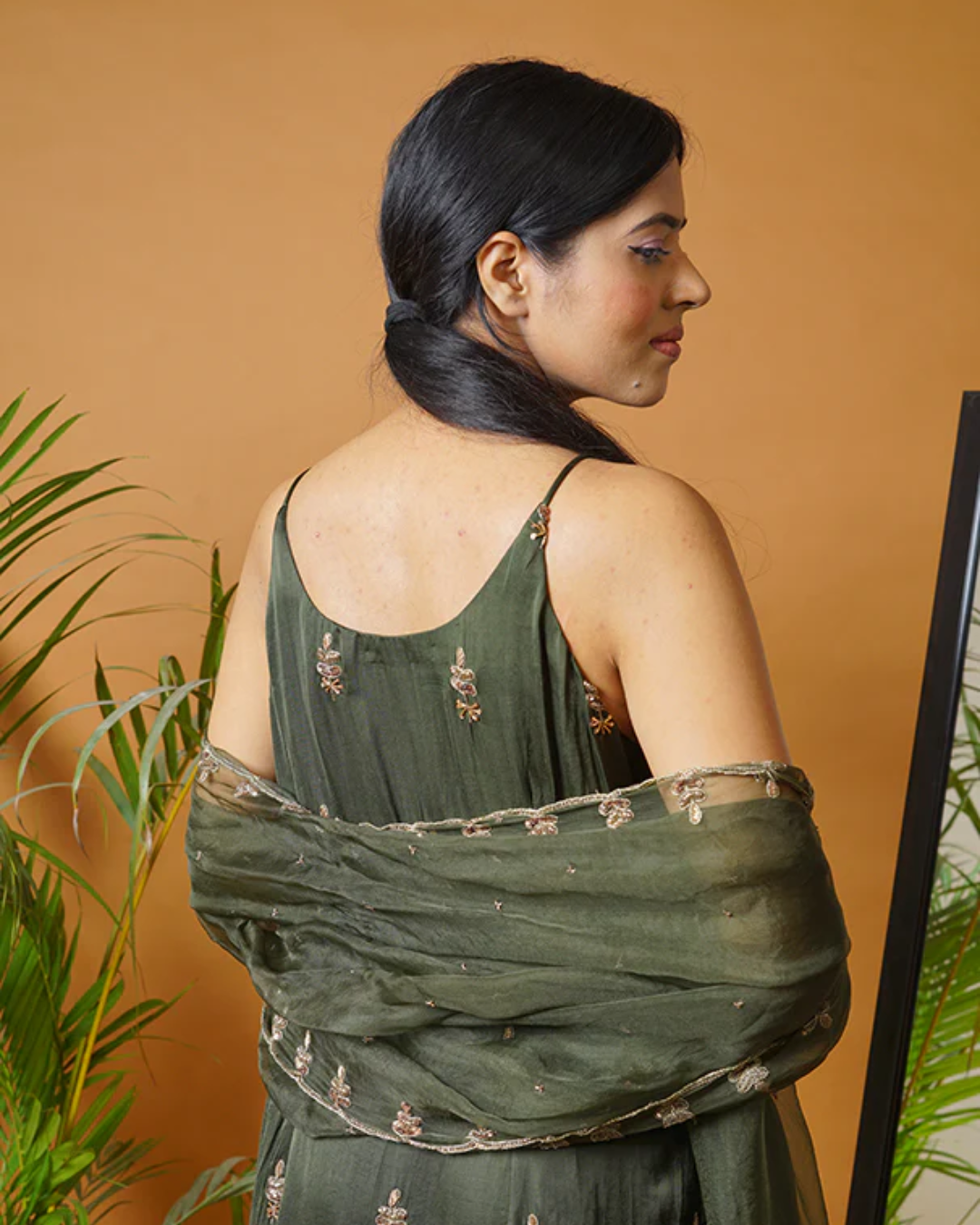 Sonali Bansal - Olive green kurti and  garara set with dupatta From Fiza