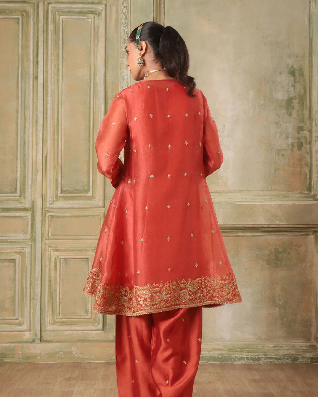 Niti Bothra - Zar-Rang Orange Short Pheran Kurta Set
