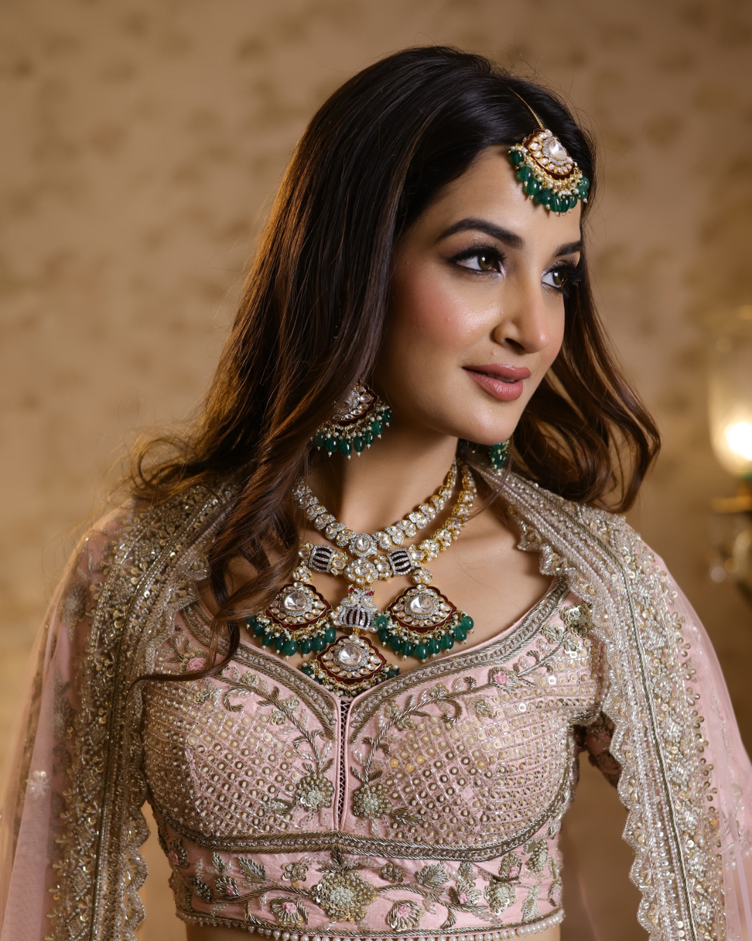 Isa by Dolly Wahal - Emma Pink Bridal Lehenga From Fiori