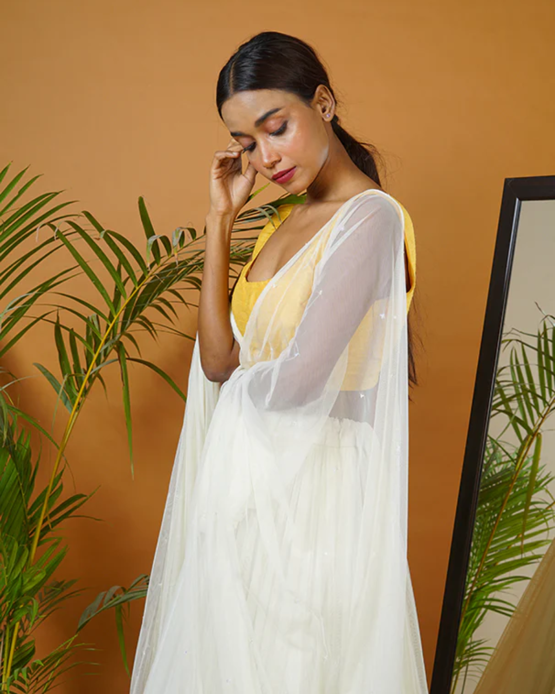 Sonali Bansal - Mustard blouse with off white lehenga and dupatta From Fiza
