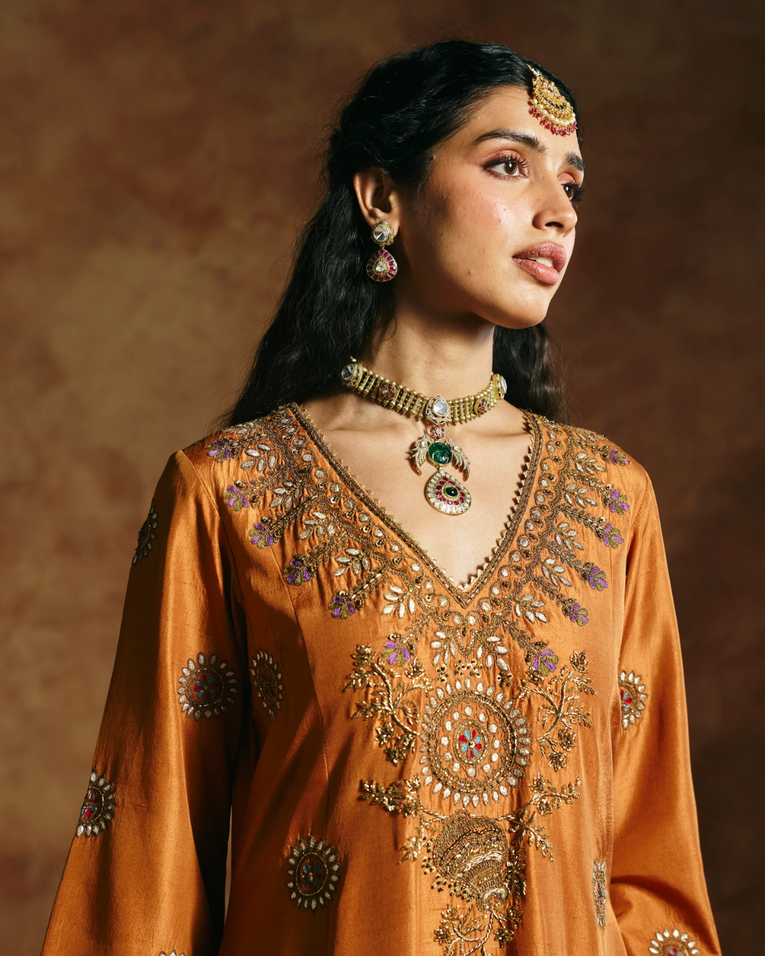 Aman Takyar - Brick Rust Kurta Set From Today's Sindh