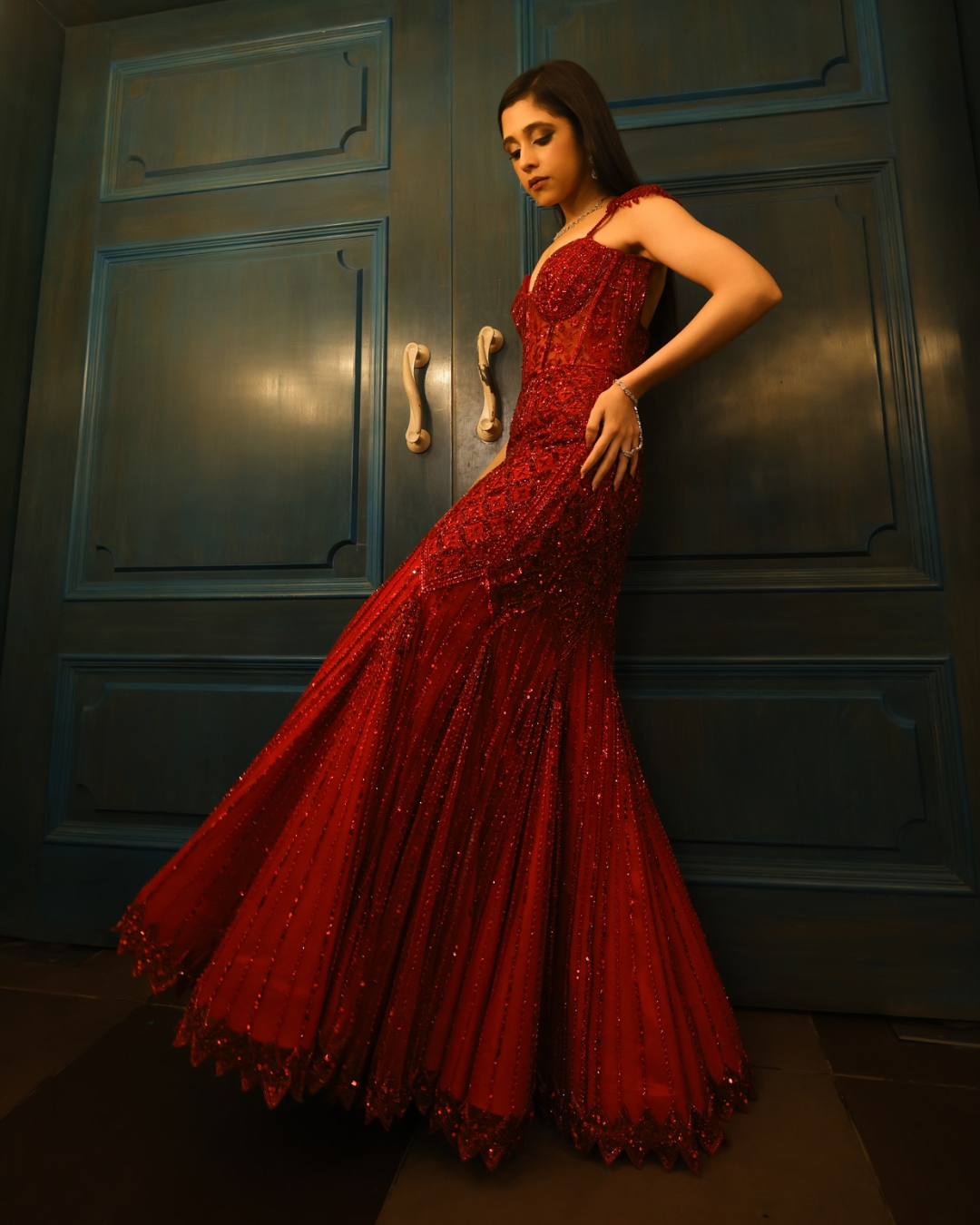 Isa by Dolly Wahal - Red Corset Gown From Noor