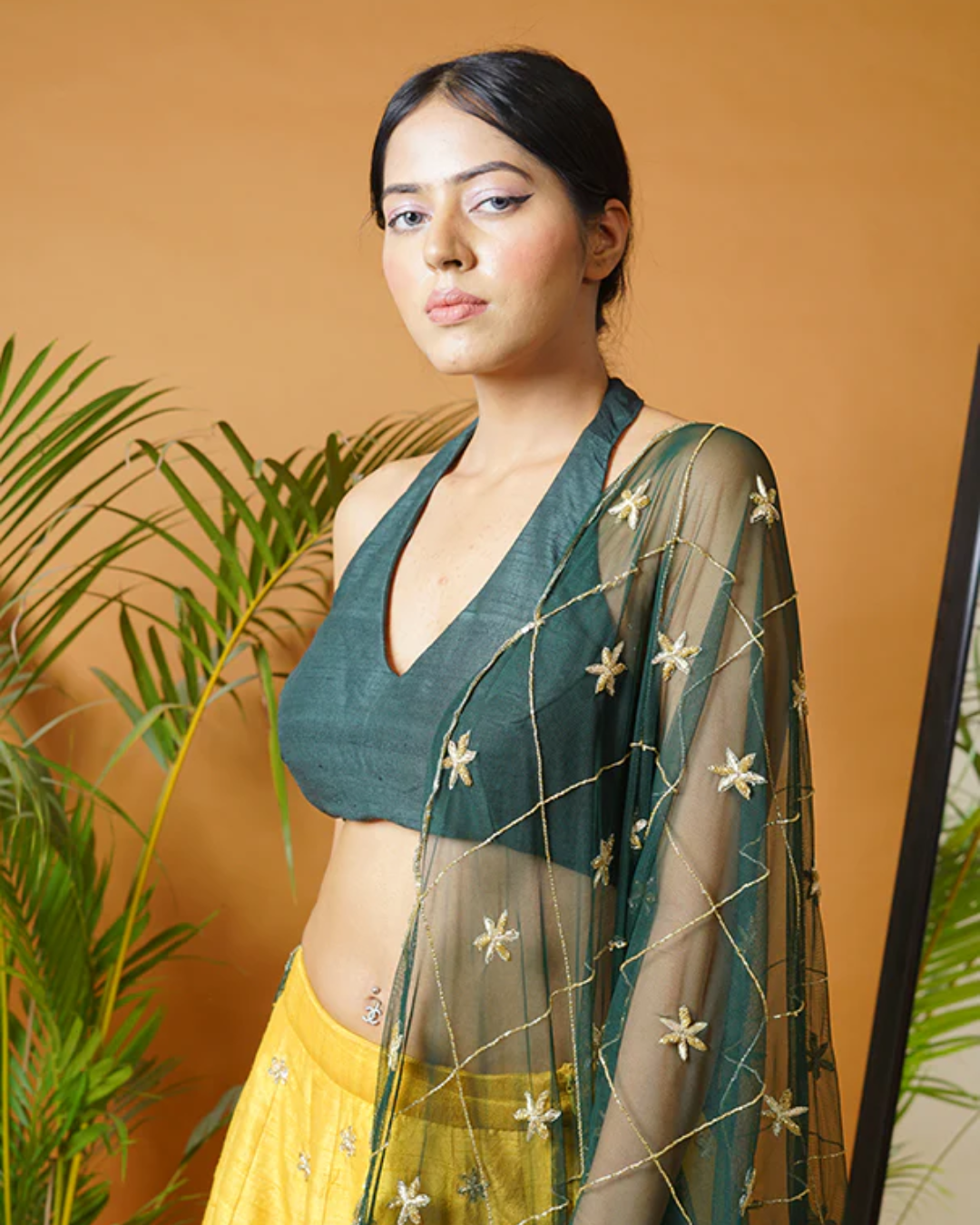 Sonali Bansal - Green blouse and dupatta with mustard lehenga From Fiza