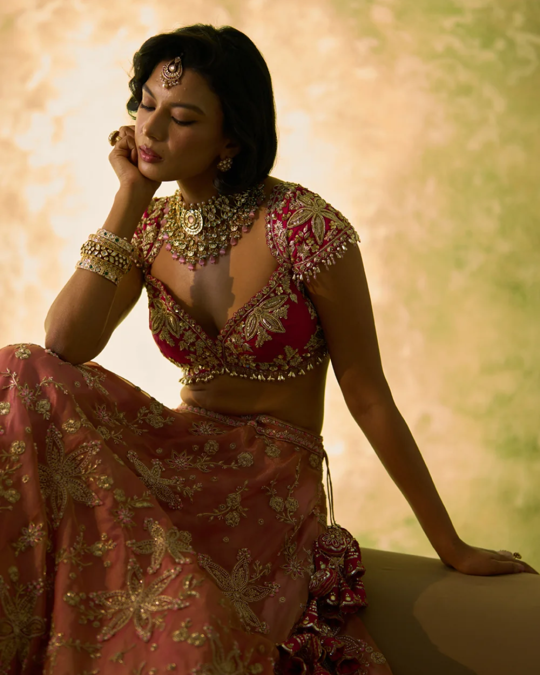 Prevasu - Pink Tissue Bridal Lehenga Set From Silsila