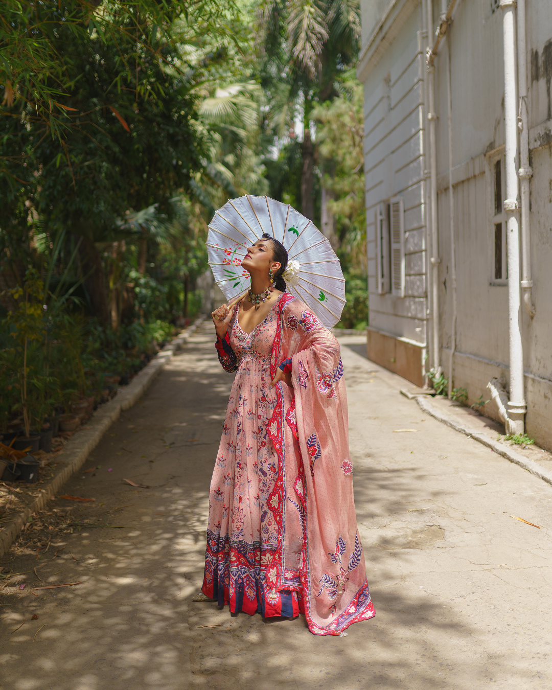 Aditi Gupta - Pink Floral Anarkali Set