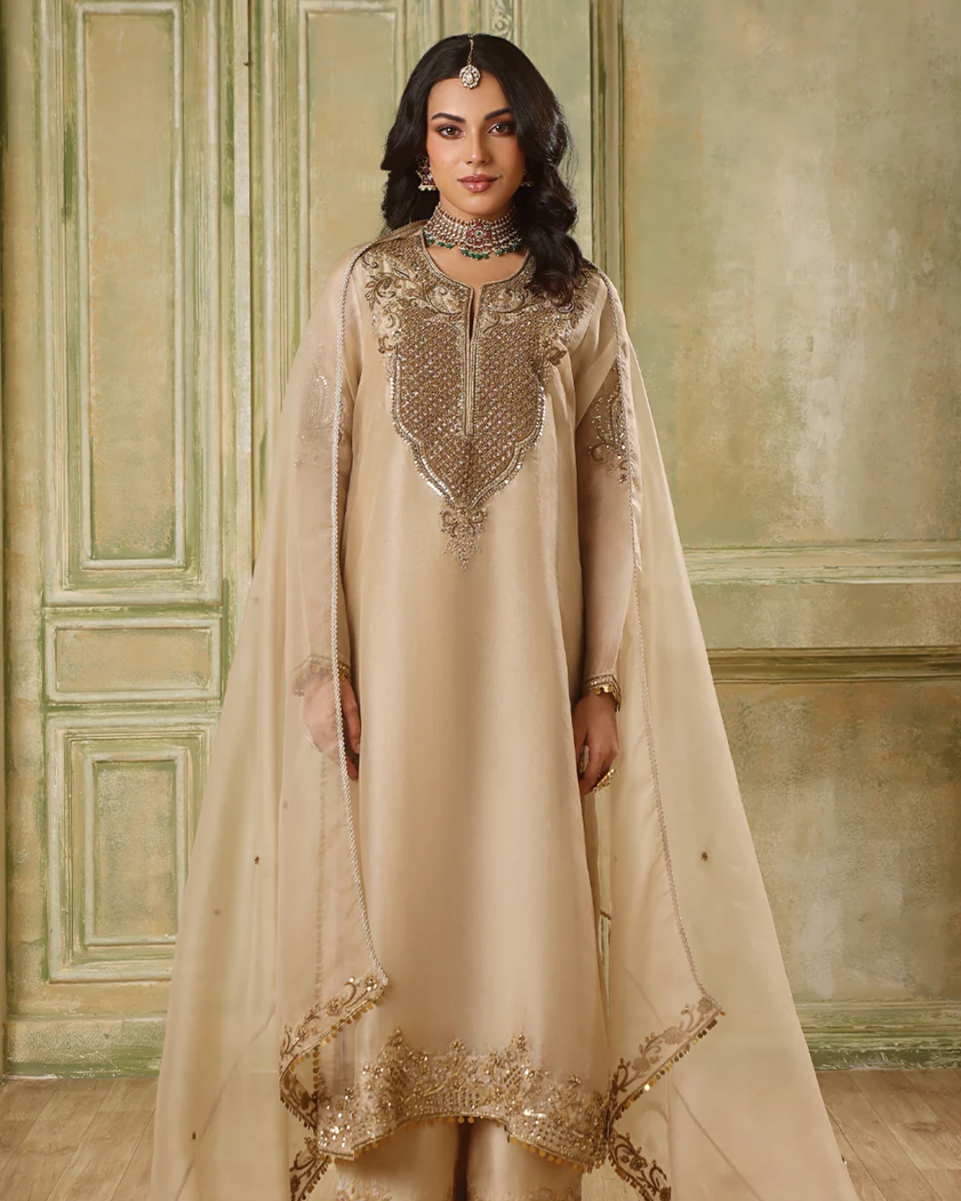 Niti Bothra - Zar-Rang Ivory Straight Kurta Set