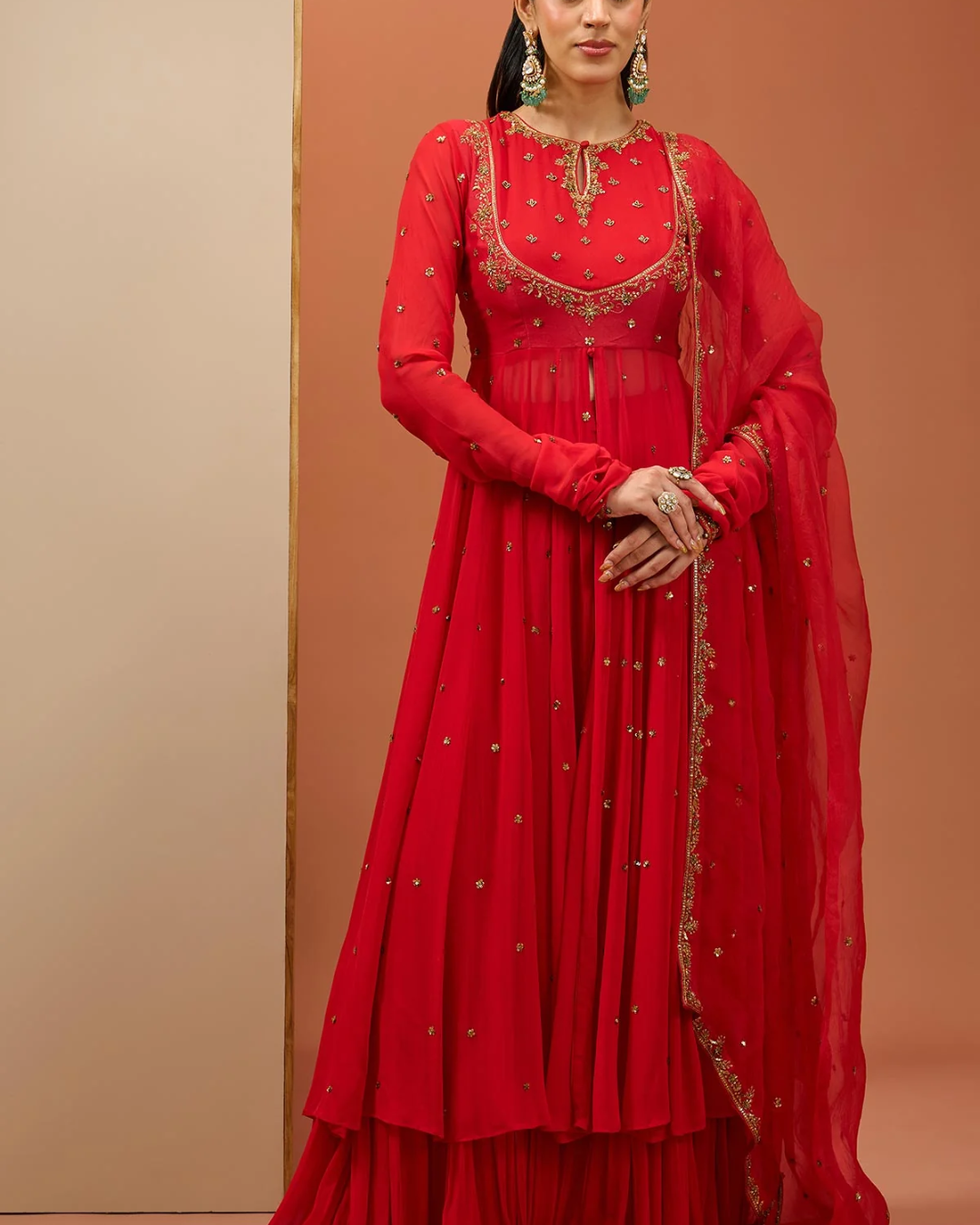 Esha Koul - Red Anarkali Set From Noor