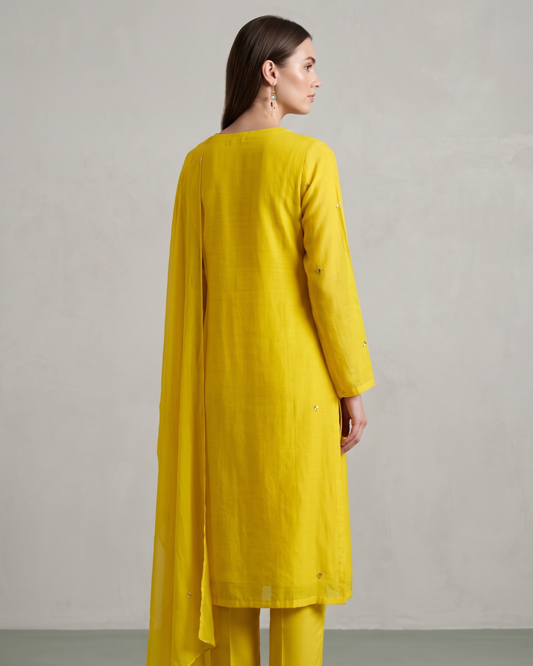 Basanti Kapde Aur Koffee - Mustard Embroidered Suit Set From Suits & Shararas