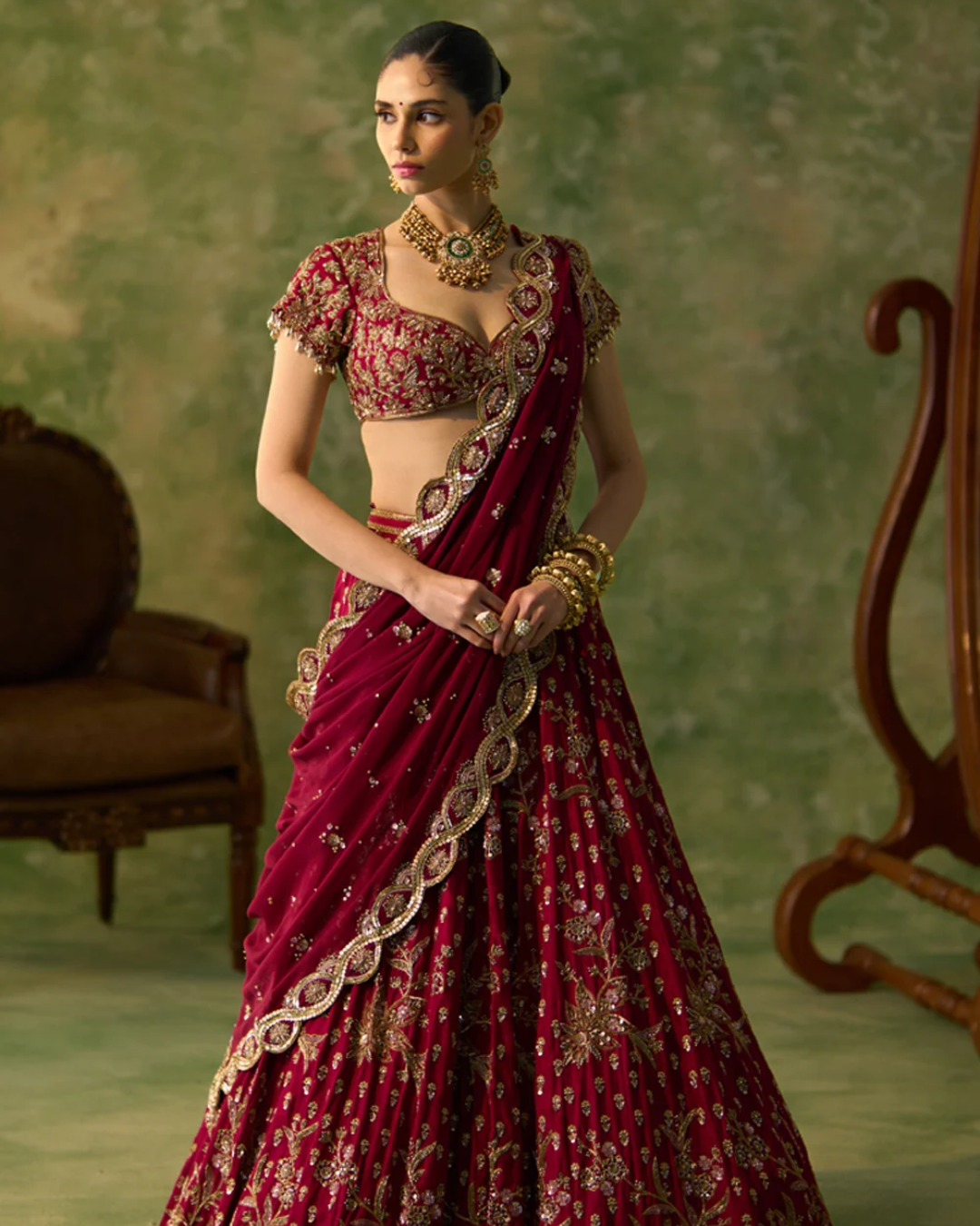 Prevasu - Maroon Bridal Lehenga From Silsila