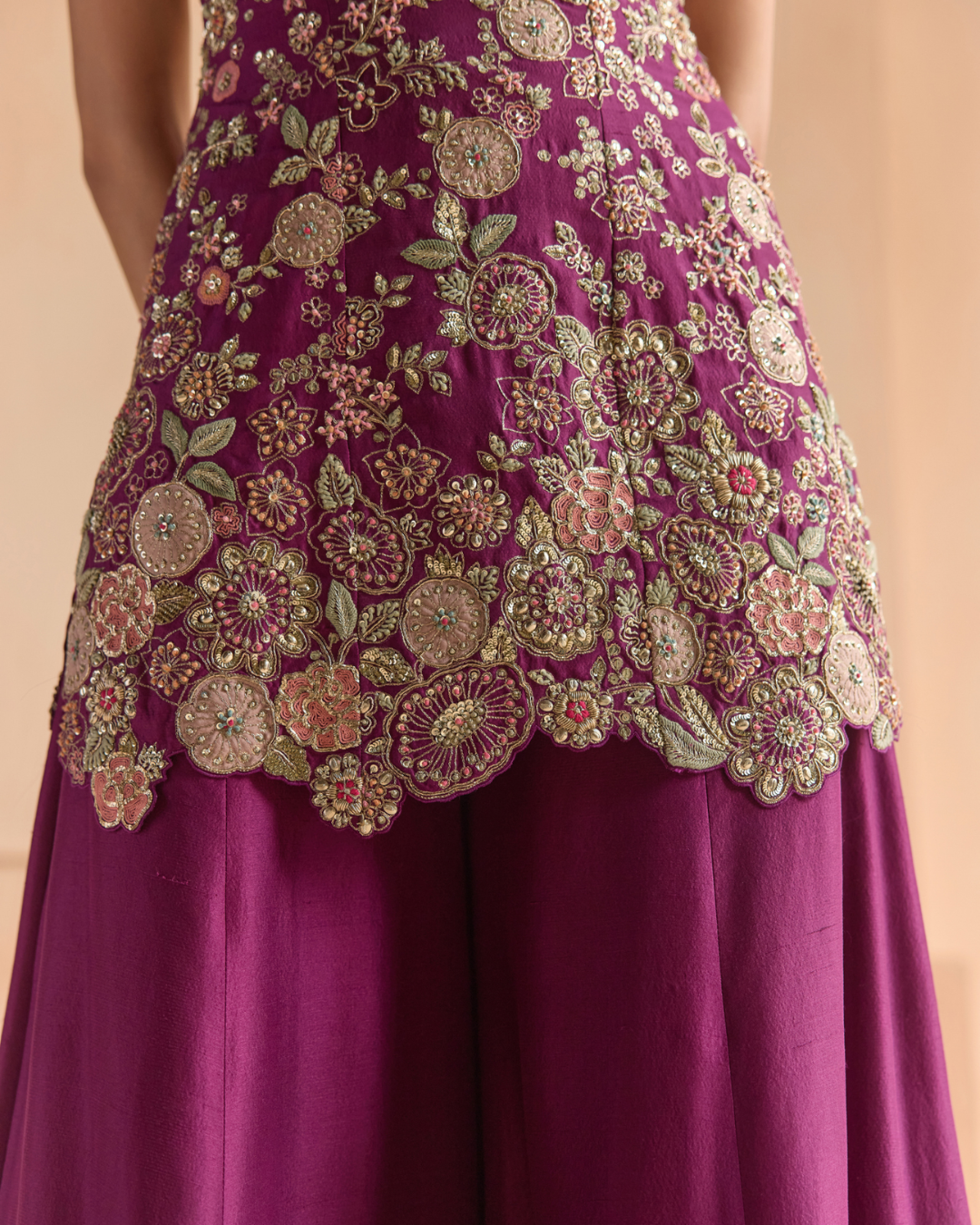 Osaa By Adarsh - Aubergine Embroidered Sharara Set From Off The Record