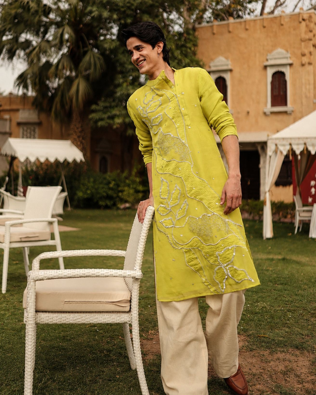 Rishi and Vibhuti - Lime Shaan Kurta From Ek Main Aur Ek Tu