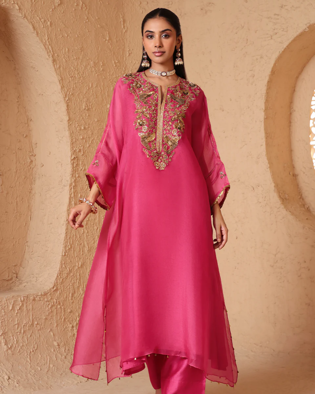 Niti Bothra - Mehrang Pink Kaftan Kurta Set