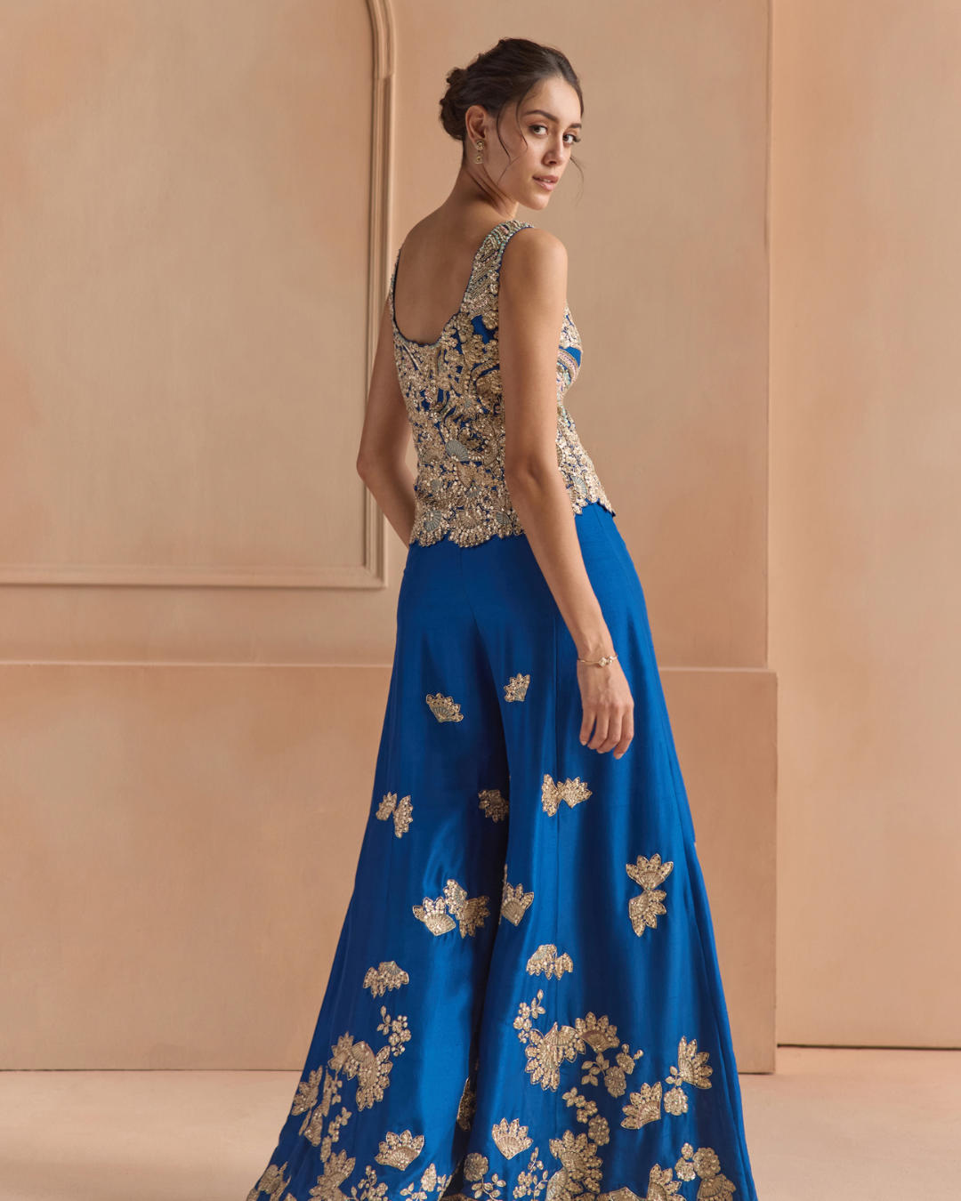 Osaa By Adarsh - Jade Blue Embroidered Top & Garara Set From Off The Record