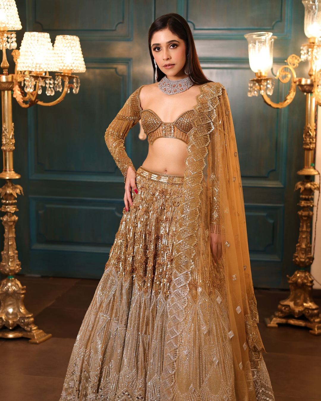 Isa by Dolly Wahal - Ombre Gold & Silver Lehenga From Bridal
