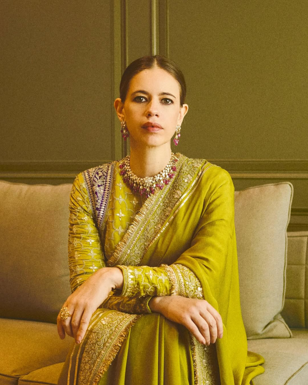 Gopi Vaid - Kalki Koechlin in Nizaam Saree Set From Nizaam
