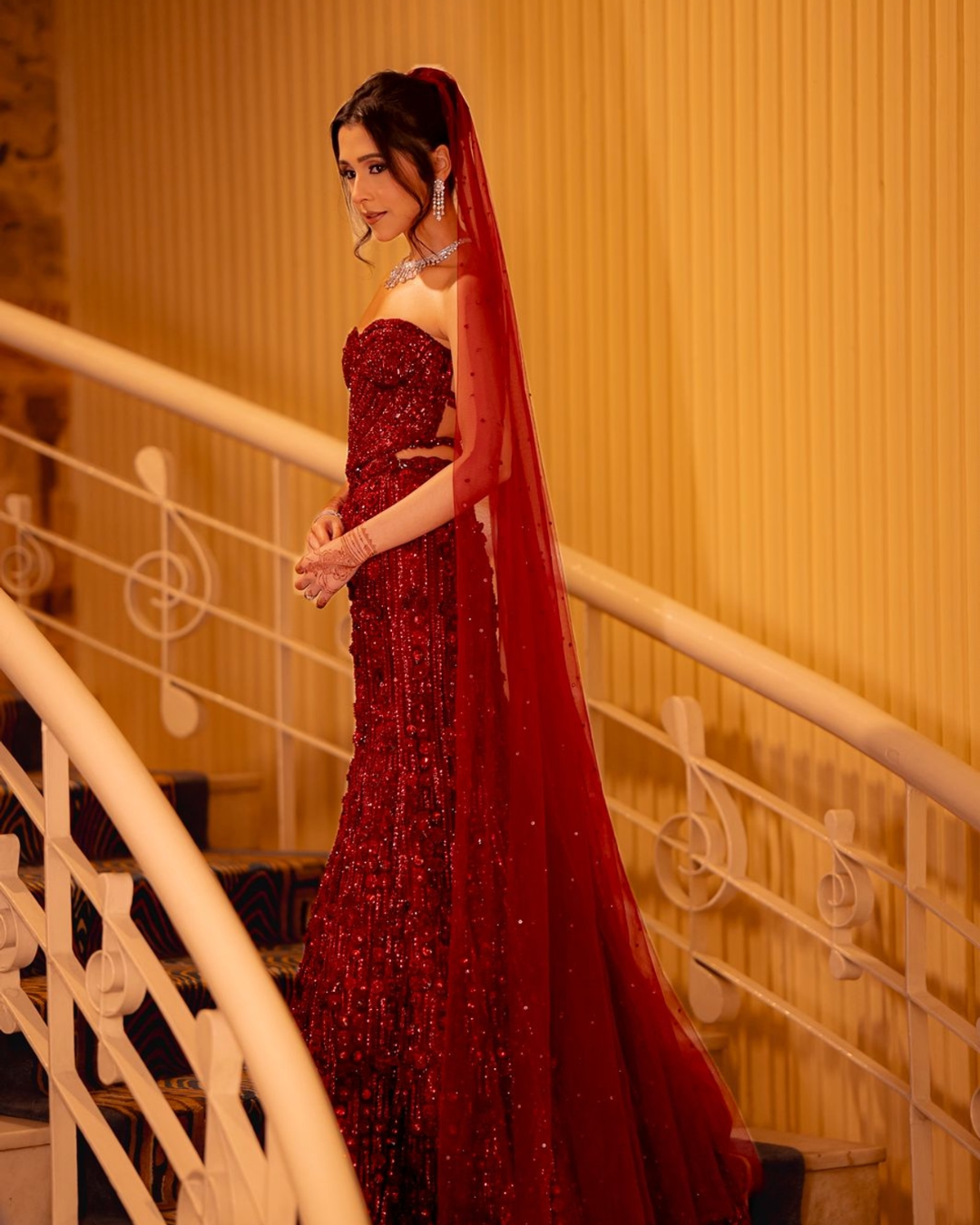 Isa by Dolly Wahal - Maroon Corset Fishcut Lehenga From Ittara
