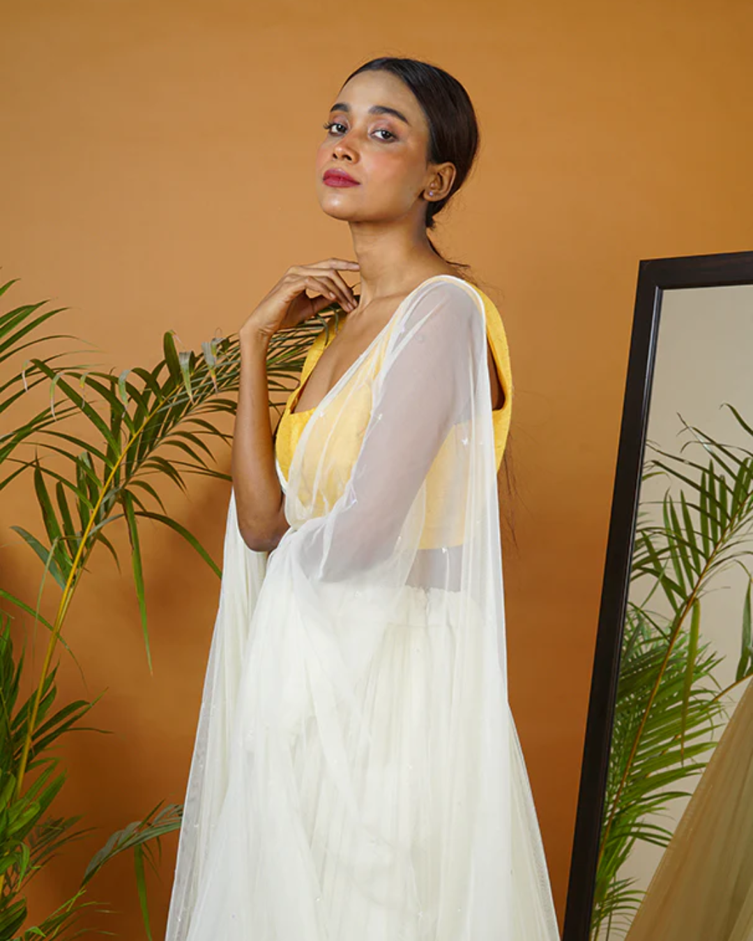 Sonali Bansal - Mustard blouse with off white lehenga and dupatta From Fiza
