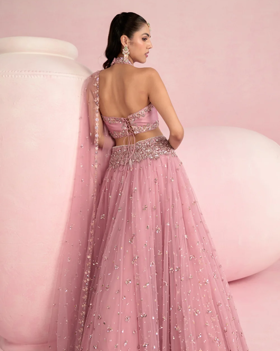 Prevasu - Soft Pink Lehenga Set From Solene