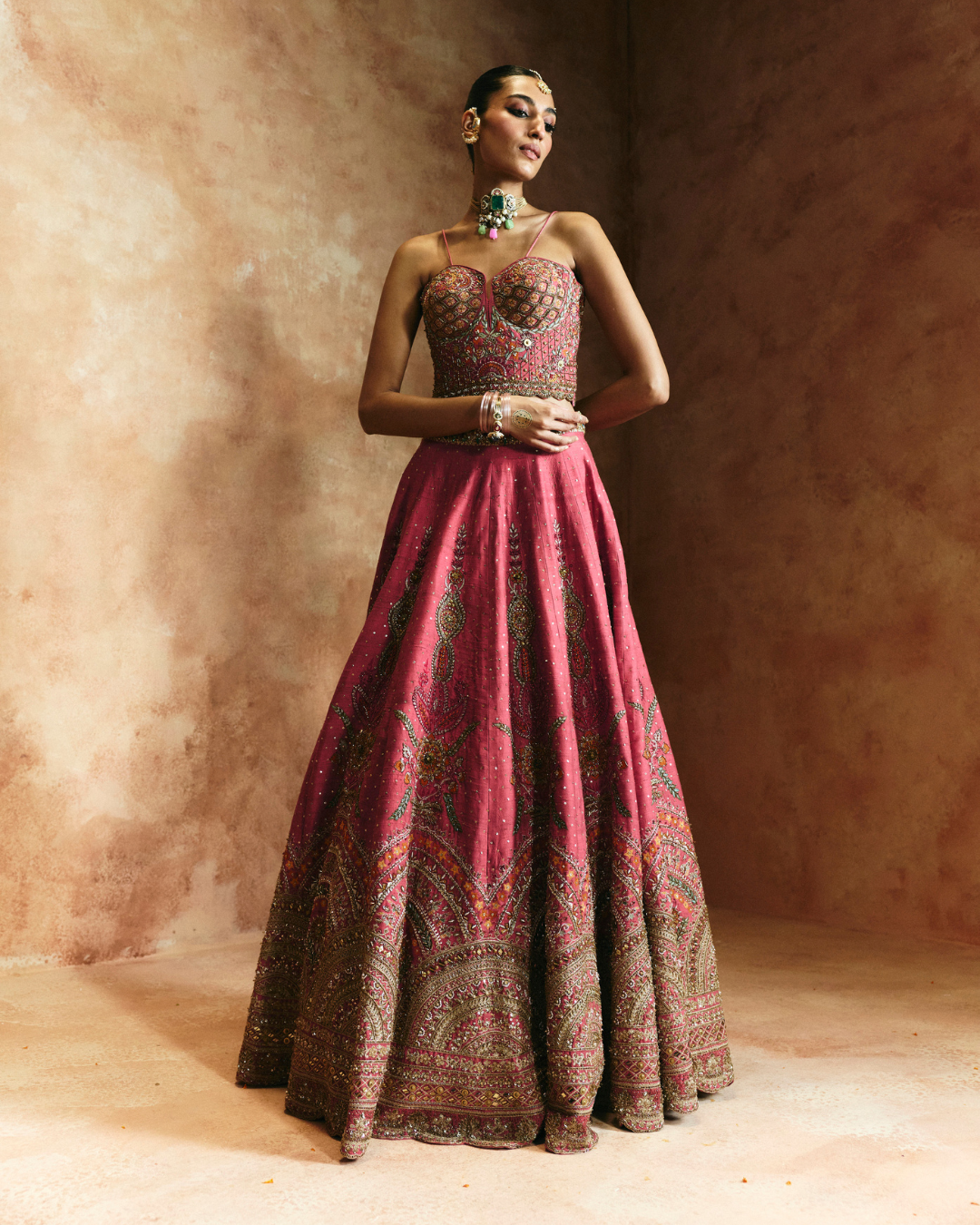 Aman Takyar - Carrot Lehenga Set From Today's Sindh