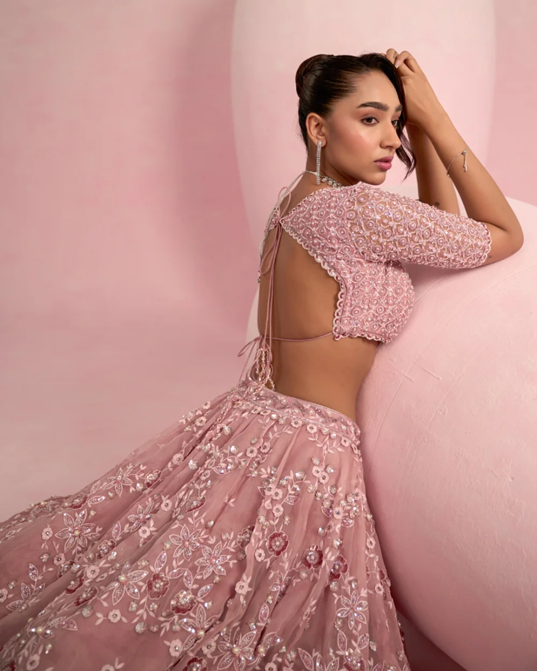 Prevasu - Blush Pink Lehenga Set From Solene
