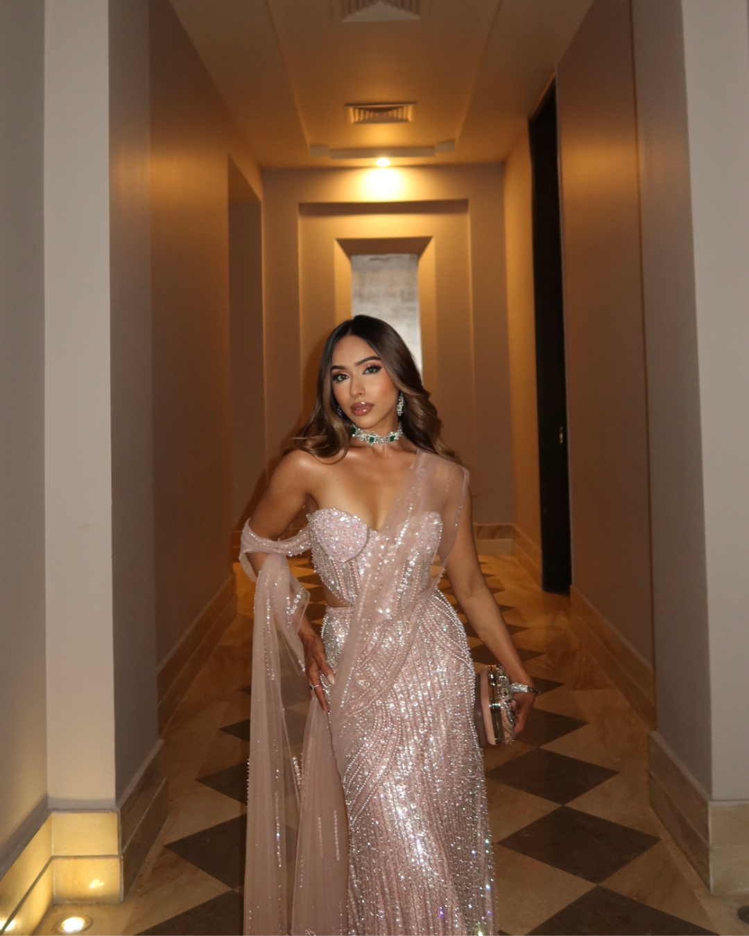 Isa by Dolly Wahal - Pink Corset Saree From Noor